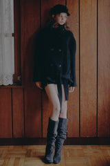 アンバーベルトダブルコート black