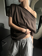 Soft off-shoulder loose t-shirts(3color)