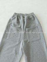 Punching eyelet string wide pants