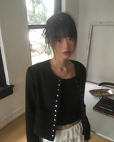 [MADE] Lame Snap Button No Collar Tweed Jacket