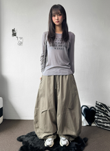 ヒタバルーンカーブコットンロングパンツ3カラー