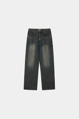 Deep oil denim pants
