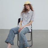 Unique Flare Long Linen Blouse