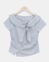 Yoning Check Short Sleeve Blouse