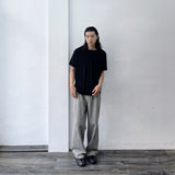 Black Field Textured Henley Top