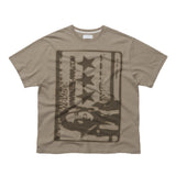 Sound wave artwork damage washing T-shirt (Beige)