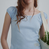 Puff U-neck T-shirt (Blue)