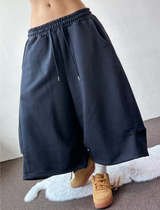 Coller Curved Side Pintuck Balloon Bermuda Shorts 3color