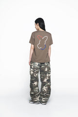 25SS フレンチラビットシルエットウーマンショートスリーブTシャツ ココア