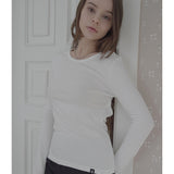 BACK RIBBON LONG SLEEVE-WHITE