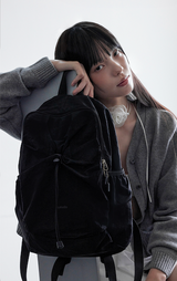 Classic Shirring Nylon Backpack – black