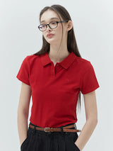 KIRSH PLAIN SLIM FIT PIQUE T-SHIRT - RED