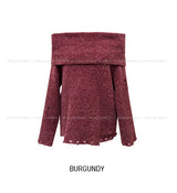 [Wool 25%] カエダメージオフショルダーニット