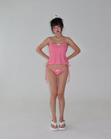 Gobang Checkered Cover-Up Backless Bikini