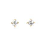Solitaire 925 Silver + 14k gold plating Stud Earring E057-01G