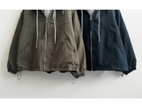 Char Hoodie Layered Color Matching Hood Zip-Up Padded Jumper 
