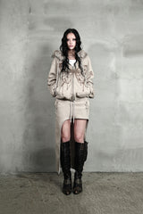 BUTTERFLY SPLATTER ZIP-UP #BEIGE(FLEECE LINED)
