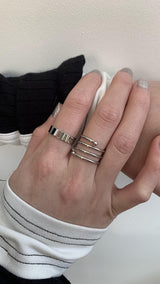Silver balls layered 4ring SET