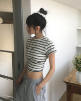 レヴァン ルーズフィット ストライプ ショートスリーブTシャツ