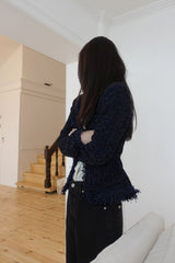 Night blue tweed cardigan (jacket)