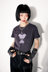 ラウンドネック, レギュラーショルダー, ルーズ半袖プリンティドTシャツ