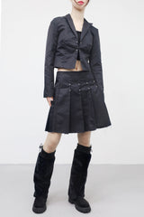 Puena Stud Damage Pleated Skirt