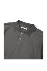 (BASE) LAYERED STRIPE POLO L/S TEE (CHARCOAL)