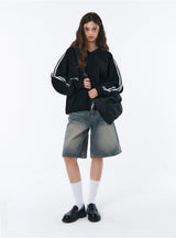 [Unisex] SPORTY TRACK V-NECK OVER FIT SWEATSHIRT (4color)
