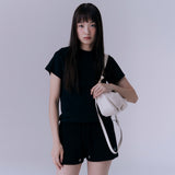 90's スカラップステッチネックTシャツ (BLACK)