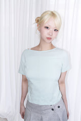 ワンショルダーシームディテール半袖Tシャツ