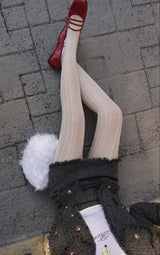 PUNCHING LACE STOCKING (WHITE, GRAY 2COLORS!)