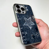 フェイドデニムスターダストスマホケース ダークインディゴ (SV_MagSafeGlass)