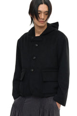 Relaxed Hooded Wool Jacket