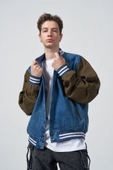 Overpatch Denim Varsity Jacket - KHAKI