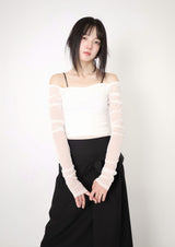Ara off-Shoulder Mesh Tee