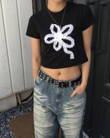 Cat gradation denim pants