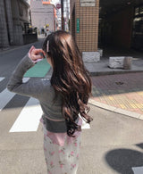 ロゼルフローラルサテンピンタックミディsk