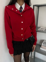  Metal snap button high neck long sleeve knit cardigan (3 colors)