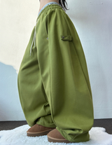 FLEECE❤SNAP POINT BALLOON TRAINING PANTS💚🩷🧸🩶🖤6COLOR