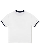 UNISEX Overfit Puppy Surfing Ringer Short Sleeve T-Shirt White (FCE2TS401M)
