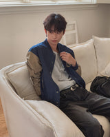Barent Denim Color Matching Varsity Jacket
