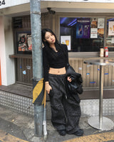 Side shirring crop hoodie