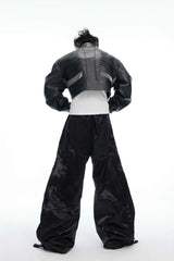 Deconstructed Patchwork Short Leather Jacket