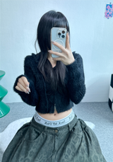 ANGORA CROP HOOD ZIP-UP🖤🩷💛🤎💚 - 6 COLORS
