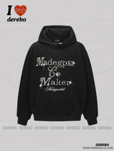 ルーズビーディドレタリング長袖フーディドTシャツ