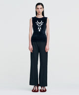 Elemental Motif Furry Knit Top _ BLACK