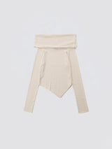 Cowl-neck Open Shoulder Tee_Ivory