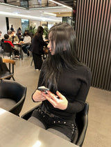 Turtleneck ribbed knit