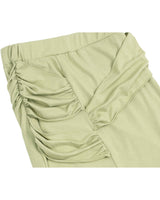 シャーリングレイヤードスリットスカート _ OLIVE GREEN