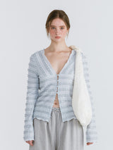 FRILL BUTTON CARDIGAN / SKYBLUE